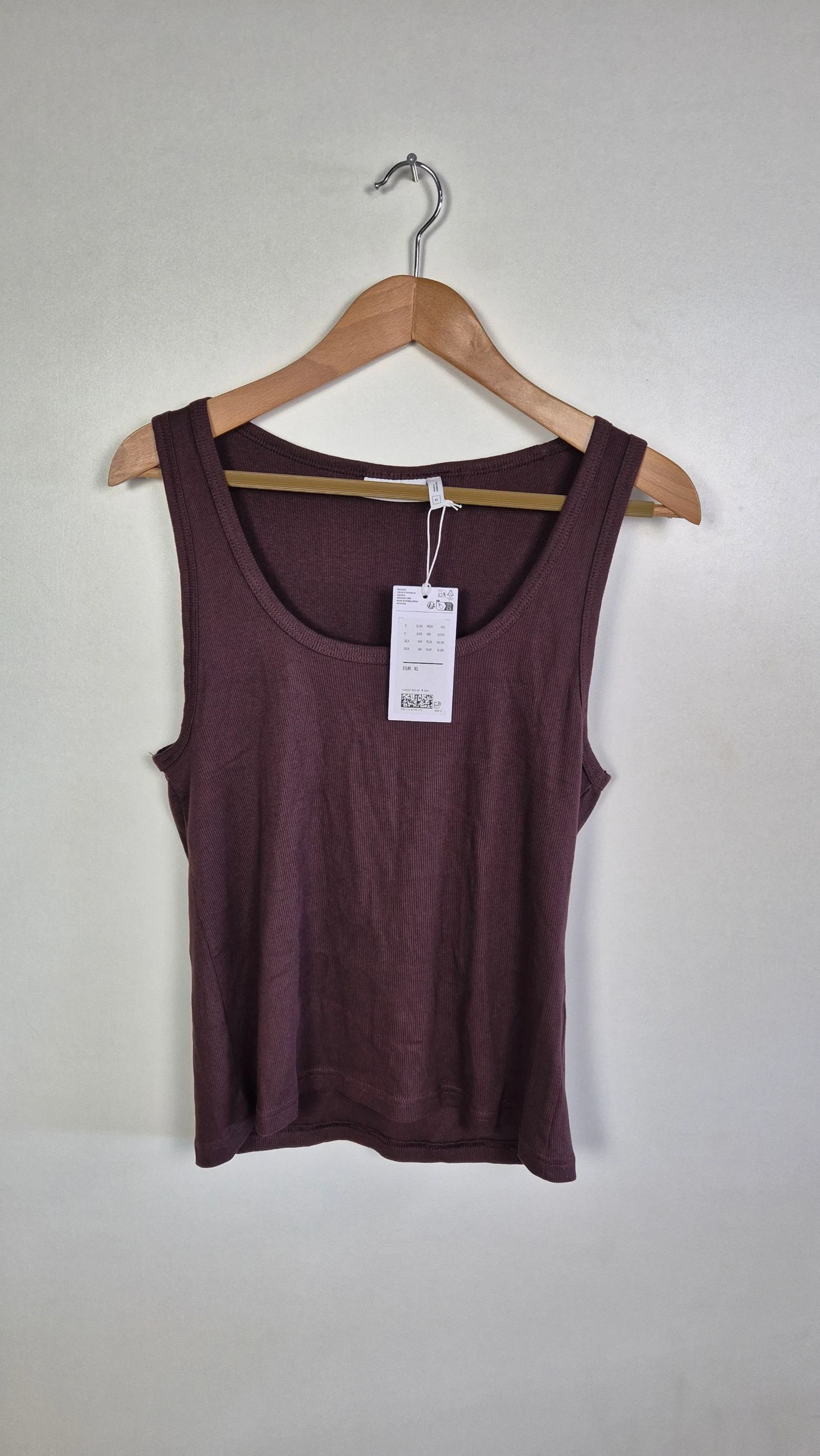 Bruine Weekday rib tanktop voor dames maat XL